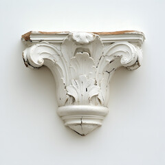 Fototapeta premium Distressed White Plaster Corbel with Acanthus Leaf Carvings