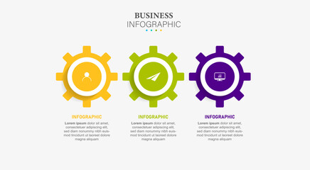 Timeline infographic design with 3 options or steps. Infographics for business concept. Can be used for presentations workflow layout, banner, process, diagram, flow chart, info graph, annual report.