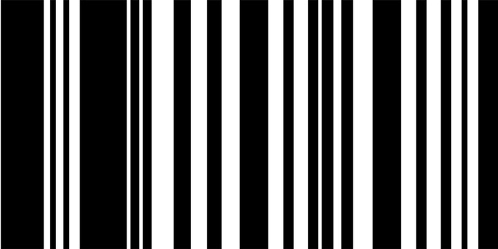 Monochrome bar code seamless pattern. Simple vector illustration. Binary bg with irregular thin and thick vertical lines