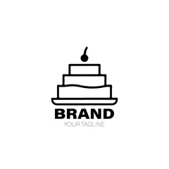 Cake Logo. Cake Logo Design. Cake Logo Brand. Cake Logo Vector Design Isolated on White Background