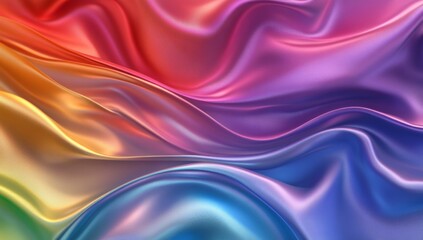 Obraz premium Vibrant rainbow fabric flowing in waves.