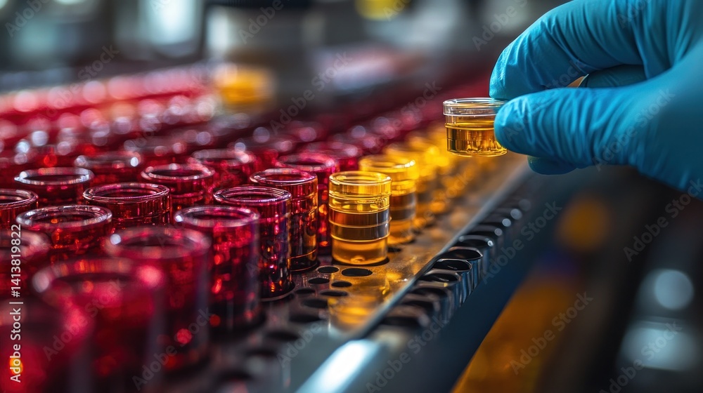 Poster lab technician handling samples in a scientific experiment