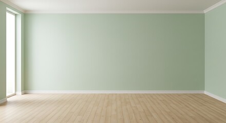 Naklejka premium Design interior empty living room, pastel soft wall color and wood floor. 3d rendering