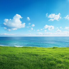 A serene vacation landscape with clear blue sky