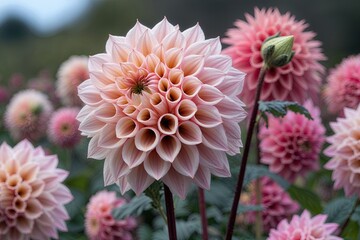 Detailed Close-Up of Dahlia Pinnata Flower in Its Natural Habitat