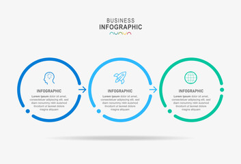 Naklejka premium Vector infographic design UI template colorful gradient 3 steps option and icons