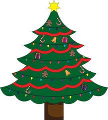 Christmas Tree Holiday Decoration In White Background Illustration