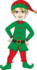 Cartoon Elf Boy Character Christmas Mascot Illustration