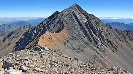 Mountain peak summit with rocky terrain