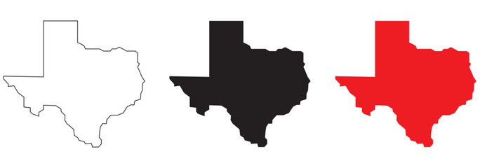 Texas icon set. Texas map icon isolated on white background. Vector illustration.