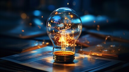 Concept of Education a Idea Light Bulb Low Poly in Technology.