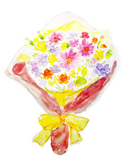 水彩手描き花束