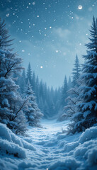 Fototapeta premium Serene Snowfall Winter Forest Path. AI Generated