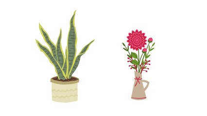 Two elegant flower bouquets isolated on a white background, perfect for wedding invitations, greeting cards, or floral-themed design projects.