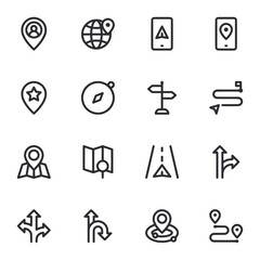 A set of icons for navigation and directions