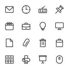 A set of icons for office supplies and equipment