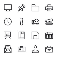 A set of icons for office supplies and time management