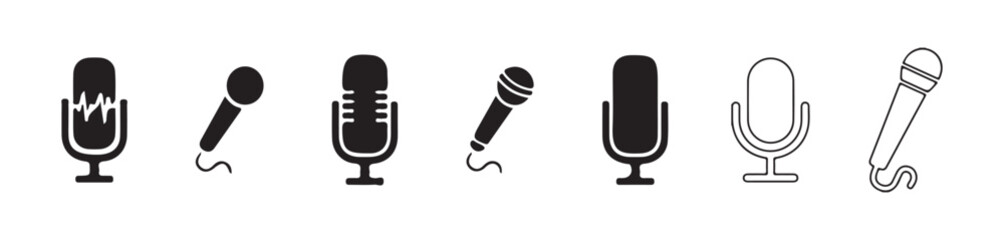 Microphone icon vector set. audio illustration sign collection. mic symbol. Different microphone collection. Vector Illustration