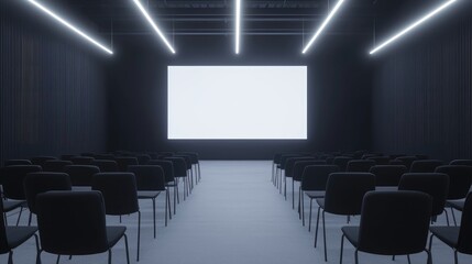 Empty conference hall with large screen