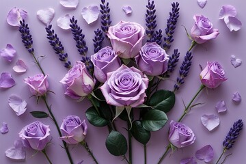 Romantic Lavender Rose Flat Lay for Love Letters and Correspondence