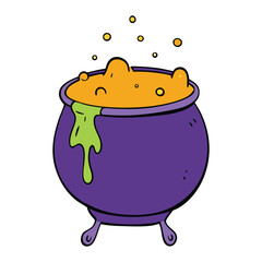 A bubbling Halloween cauldron spills over with glowing green potion, oozing down its sides. Surrounded by mist, it casts a spooky, magical vibe.