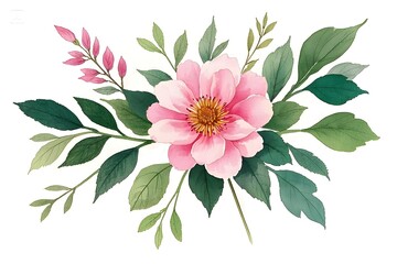 Obraz premium Watercolor Flower Clipart Illustration