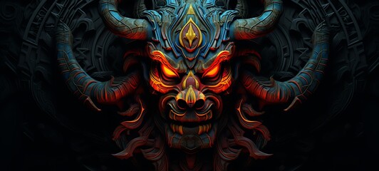 abstrak mozaic color of minotaur Garuda in drakness, ai generative