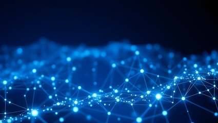 background Blue digital node grid with light points forming abstract network structure