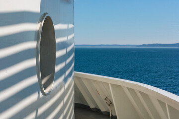 Obraz premium Upper deck of a Puget Sound ferry boat, Seattle, Washington State, USA.