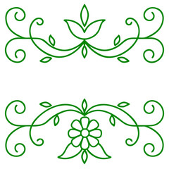 Green floral design with abstract leaves and decorative nature elements