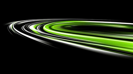Abstract speed lines, vibrant green and white streaks on a black background