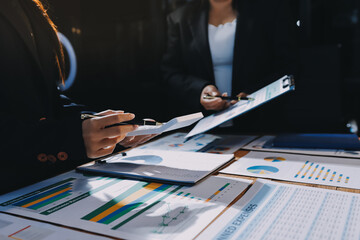 Business analyze,Close up Business people meeting to discuss the situation on the market. Business...