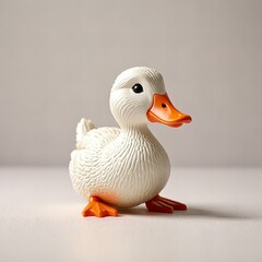 Cute goose, plastic toy, isolated on white background