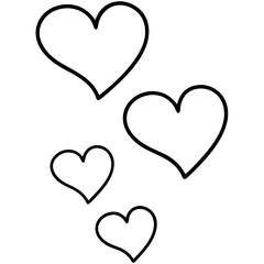 Red heart shaped balloons and two pink hearts on black symbolize love for Valentine's Day