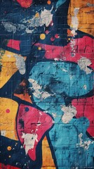 Fototapeta premium Vibrant graffiti art on a brick wall with urban background