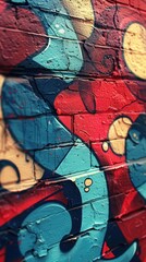 Fototapeta premium Colorful graffiti art on brick wall