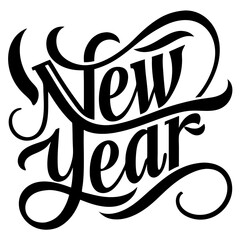New Year Greeting Typography Calligraphy Vector Illustration Design