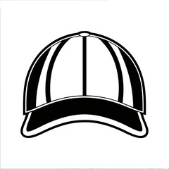 Baseball Cap Sports Hat Headwear Outline Silhouette Vector Illustration Design