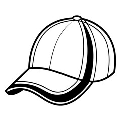 Baseball Cap Sports Hat Headwear Outline Silhouette Vector Illustration Design