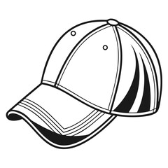 Baseball Cap Sports Hat Headwear Outline Silhouette Vector Illustration Design