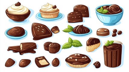 Assorted chocolate treats and desserts