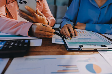 Business analyze,Close up Business people meeting to discuss the situation on the market. Business...