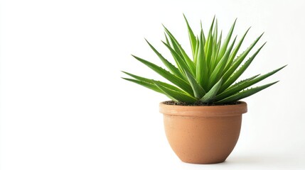 A decorative houseplant in a pot isolated on a clean white background