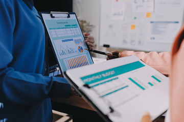 Business analyze,Close up Business people meeting to discuss the situation on the market. Business...