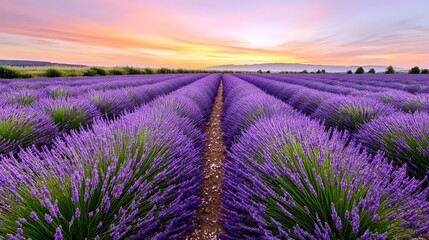 Obraz premium Lavender Field Sunrise, Provence France - Nature photography