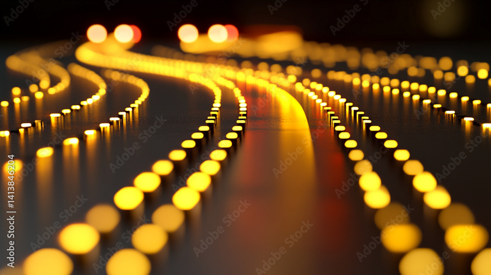 Poster illuminated trade route simulation virtual environment holographic map animated visualization