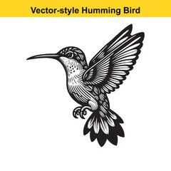 Fototapeta premium Elegant Hummingbird Line Art – Flat Vector Style with Transparent Background