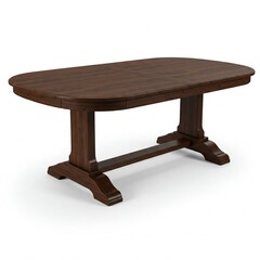 Modern wooden dining table isolated on white background for home interior design concepts
