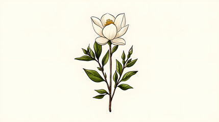 Obraz premium White Flower Pixel Art Illustration on Beige Background