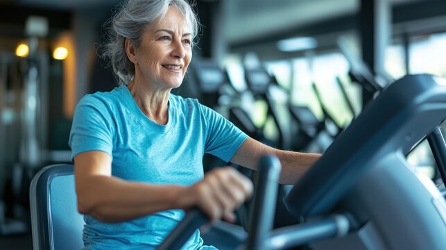 A patient in a rehabilitation session using exercise equipment for recovery
